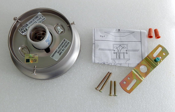 4 Four Inch Shade Holder Collar Fitter Flush Mount Light Lighting Parts Bricolage DYI Vintporium Rejuvenation Restoration Hardware Home Improvement chrome bronze satin nickel brushed