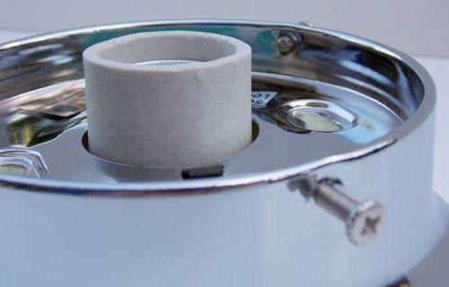 4 Four Inch Shade Holder Collar Fitter Flush Mount Light Lighting Parts Bricolage DYI Vintporium Rejuvenation Restoration Hardware Home Improvement chrome bronze satin nickel brushed