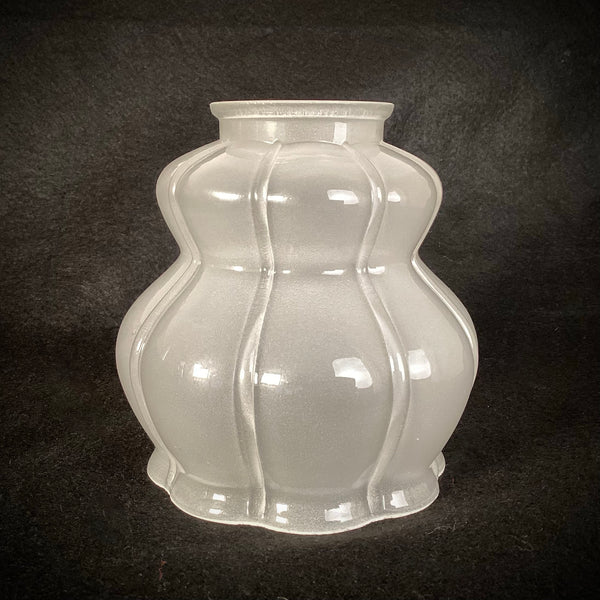 Frosted melon-ribbed replacement glass shade with 2 1/4-inch fitter