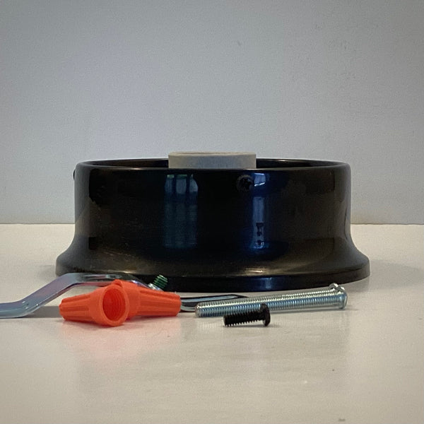 4-inch flush mount black light fixture base/shade holders prove a simple solid choice for Mid-Century era glass shades. Available at www.vintporium.com
