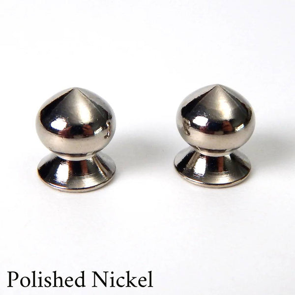 These decorative 8/32 thumb nuts are great for replacement parts or repair. They feature a substantially thick brass construction and come in multiple finishes including brushed nickel, polished nickel, brass, antique brass, and oil-rubbed bronze. Available at www.vintporium.com