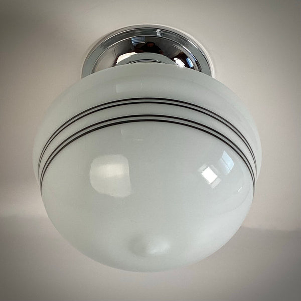 New Classic Black Pinstripe Schoolhouse Semi-Flush Light Fixture - Vintporium Architectural Salvage