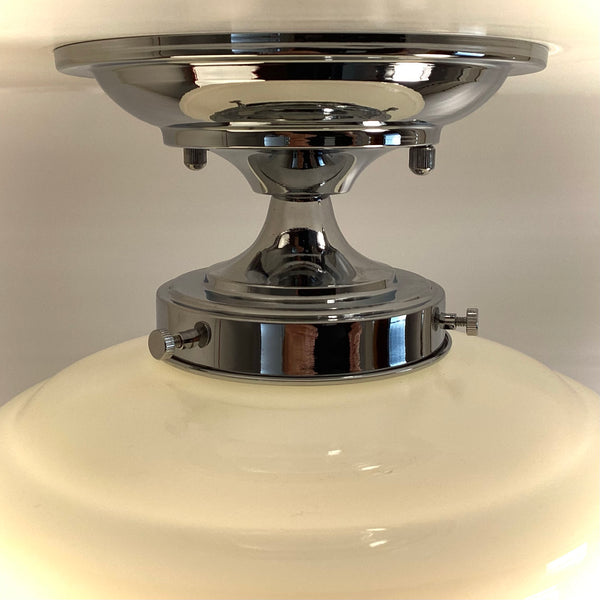 New Classic Black Pinstripe Schoolhouse Semi-Flush Light Fixture - Vintporium Architectural Salvage