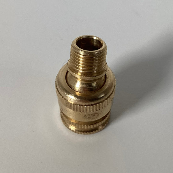 Unfinished Knurled Brass 1/8ip Lamp Swivel Assembly 1/8ip M x 1/8ip F
Brass lamp swivels are functional components used in lighting fixtures to allow adjustable movement of the lamp or specific parts. The swivels are unfinished brass and move about 20 degrees in all directions. Available at www.vintporium.com