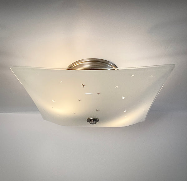 Mid-Century Ceiling Light. Vintage Shade. Custom Fixture