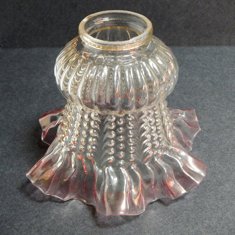 2 1/4 (2.25) Inch Vintage Empire Shaped Pink Frills Glass Shade