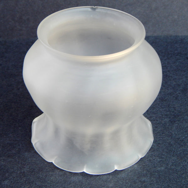 Top angled view of frosted glass lamp shade with rounded body and scalloped bottom – Vintporium