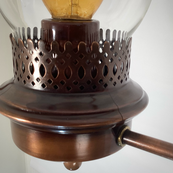 Vintage Mid-Century Copper Lantern Pendant Light Colonial Revival. Mid-century copper-finished pendant light, inspired by 19th-century kerosene lanterns. Available at www.vintporium.com