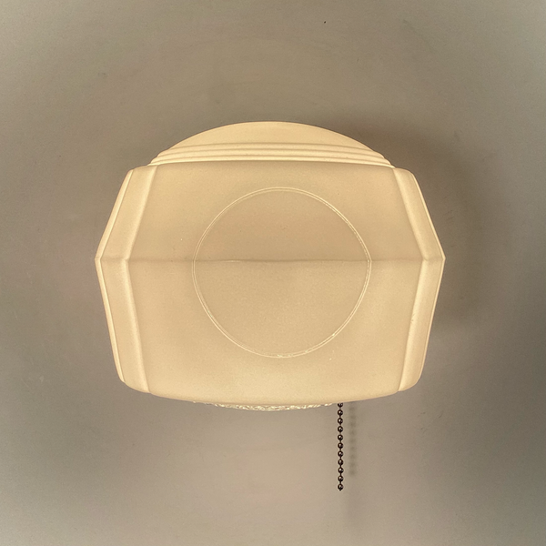 Post-War Era Pull Chain Equipped Sconce Vintage Glass Shade New Fixture Base.