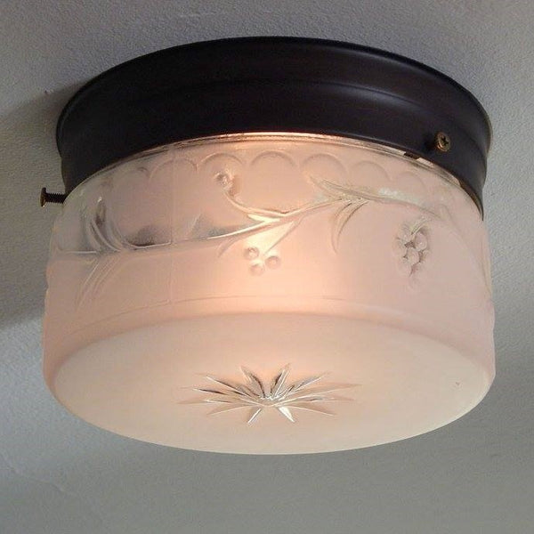 New 6 inch flush mount ceiling pan light fixture. Available in chrome, satin nickel and provincial bronze finishes. Available at www.vintporium.com