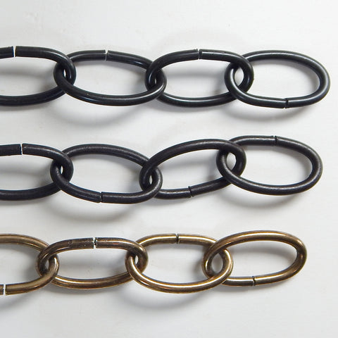 8 Gauge Standard Oval Lamp Chain available in your choice of antique brass, black, and oil rubbed bronze. Available at www.vintporium.com