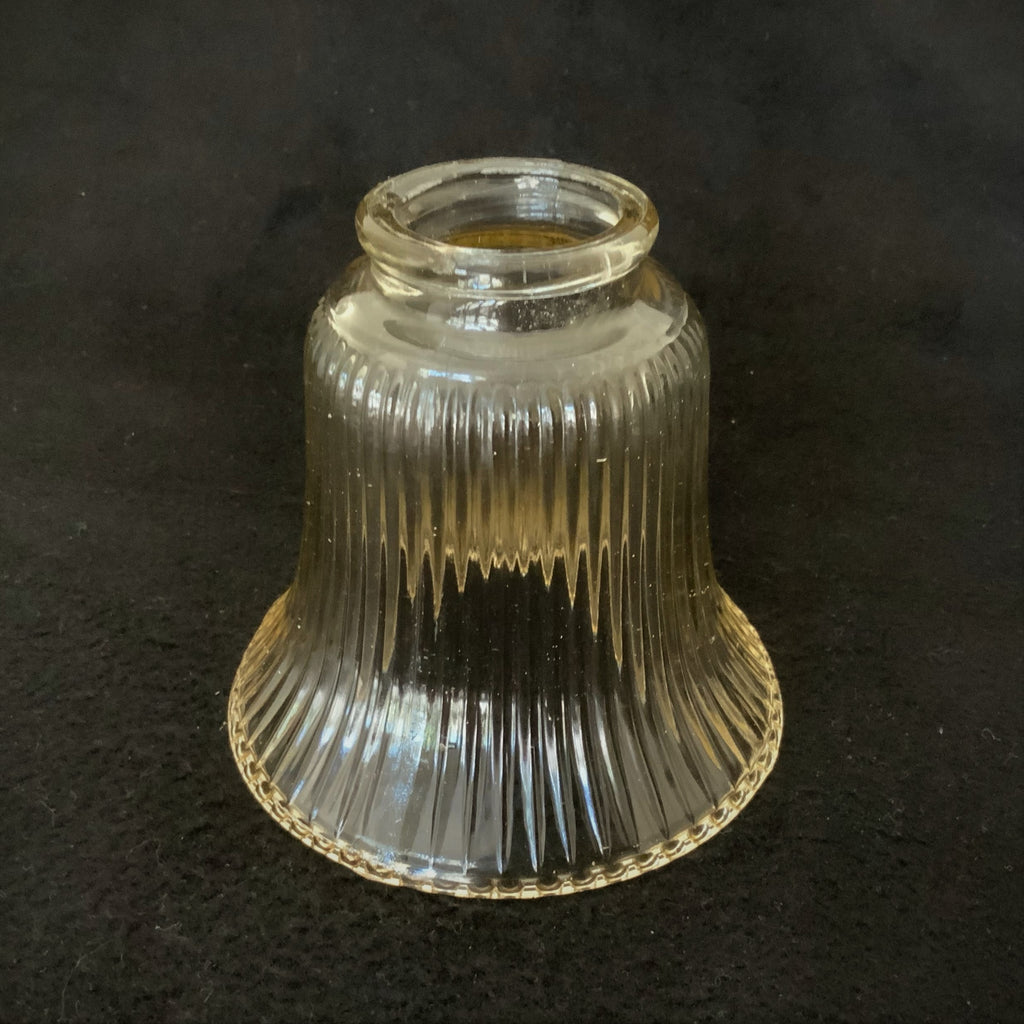 2 1/4 (2.25) Inch Vintage Ribbed Glass Bell Shaped Light Fixture Shade.   The vintage ribbed glass shade has been cleaned and detailed for your convenience. Available at www.vintporium.com