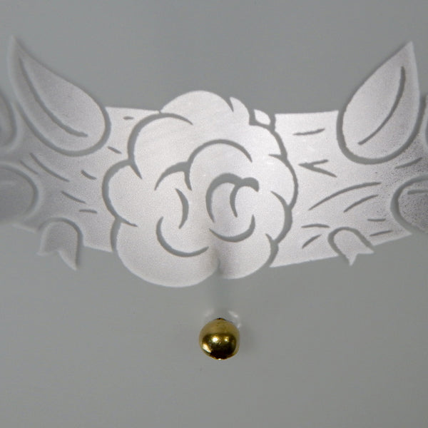 Vintage Semi-flush mount drop down beaded ceiling light fixture. Featuring vintage glass shade and custom fixture. Available at www.vintporium.com