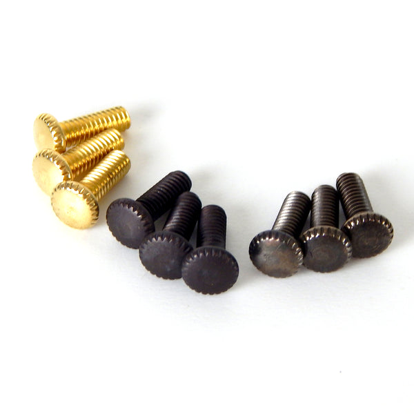 This lot of 3 handsome thumbscrews are ideal for securing shades to the fixture. Available in polished brass, antique brass, and bronze. Available at www.vintporium.com