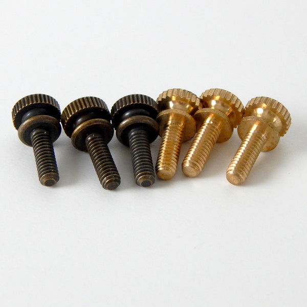 8/32, 1/2 Inch Long Knurled Brass Shade Holder Thumbscrew. Your choice of Antique Brass or Unfinished Brass. Lot of 3
